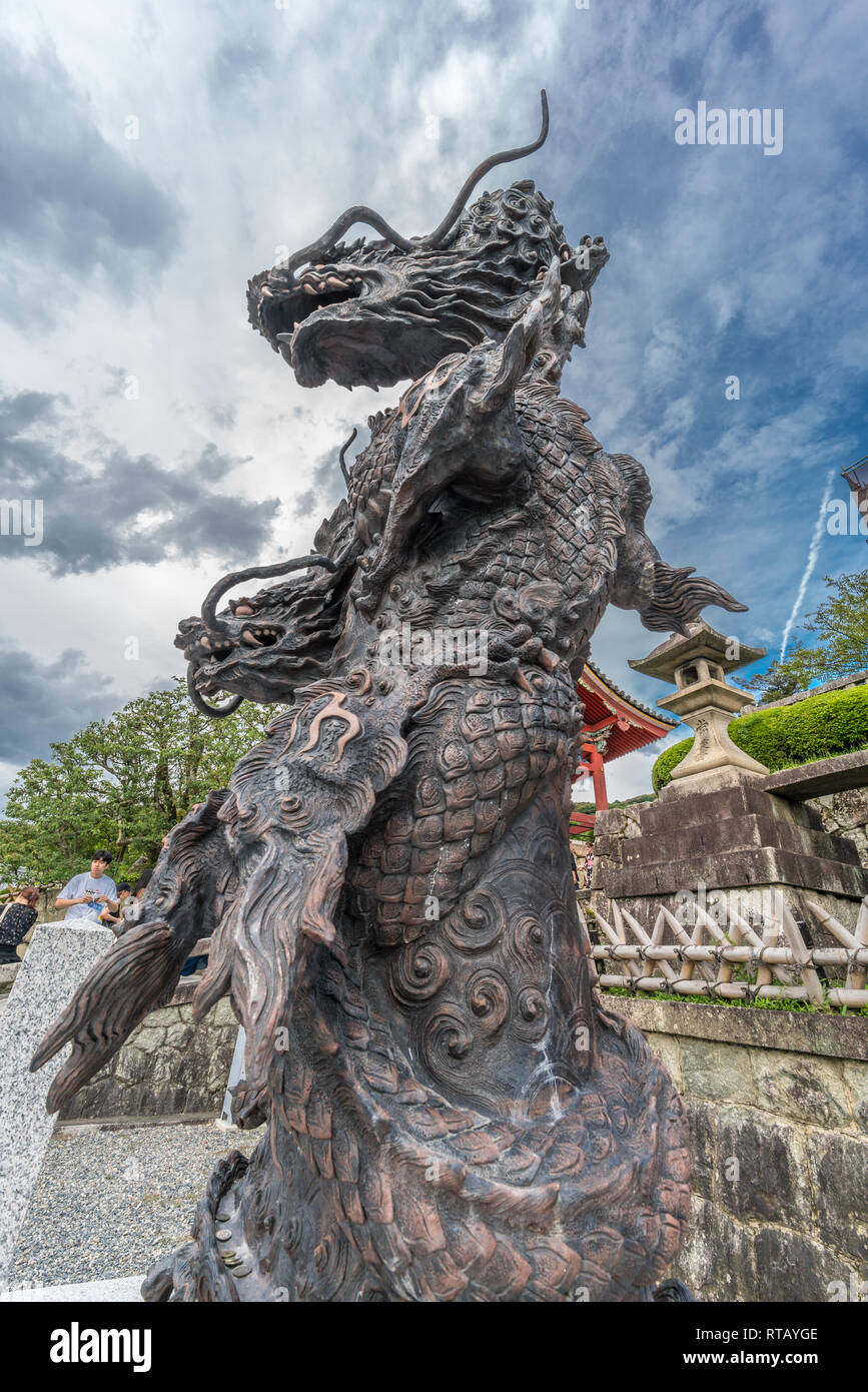 New dragon statue donated to the temple by Kiyozmizudera Monzen-Kai. Kiyomizu-dera Temple Complex Stock Photo