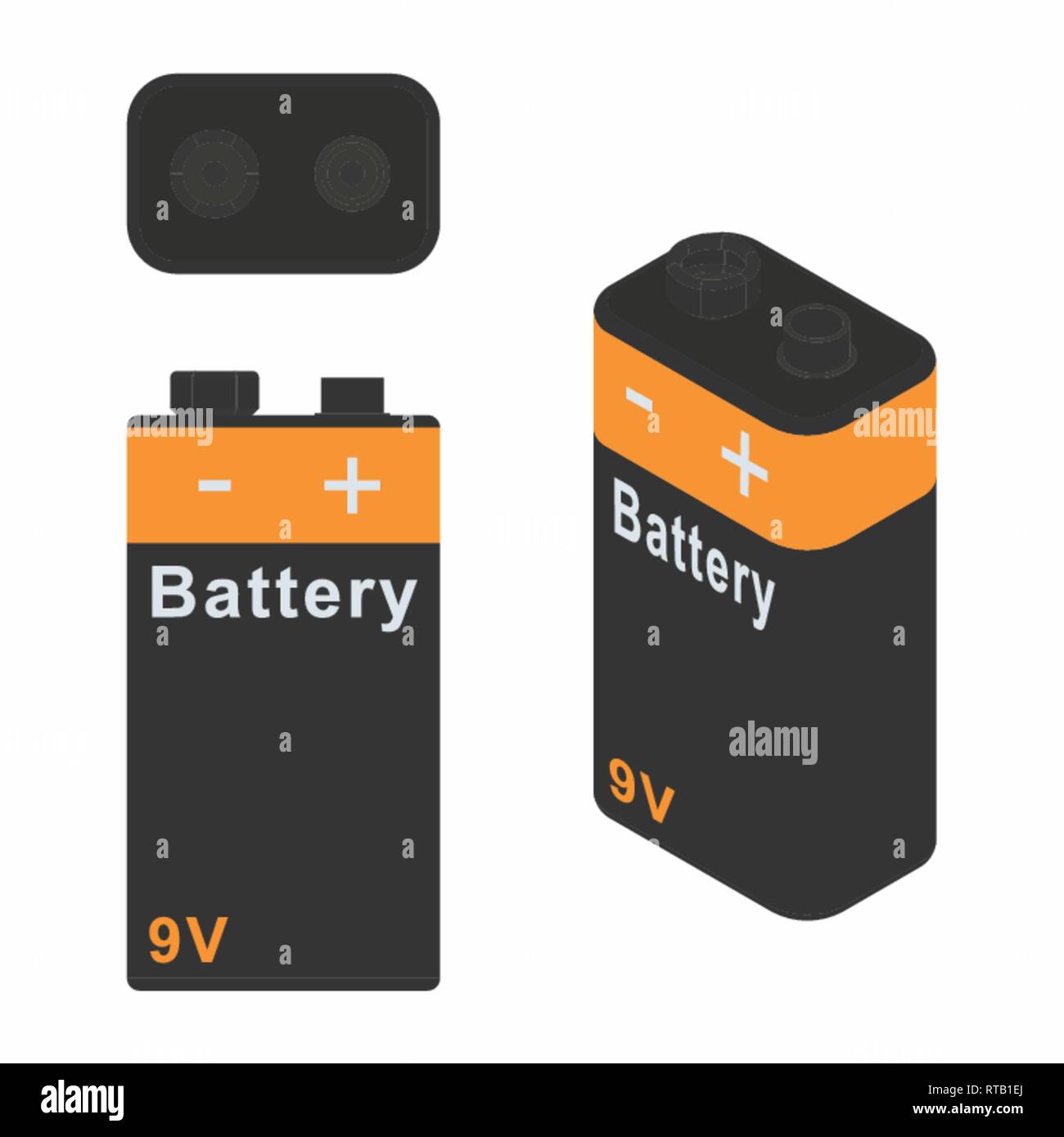 Traditional Battery 9V. Dark colors Stock Vector Image & Art - Alamy