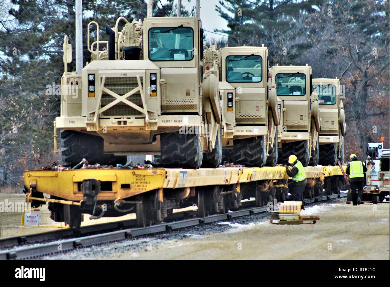 Military vehicles and equipment with the 389th Engineer Battalion is