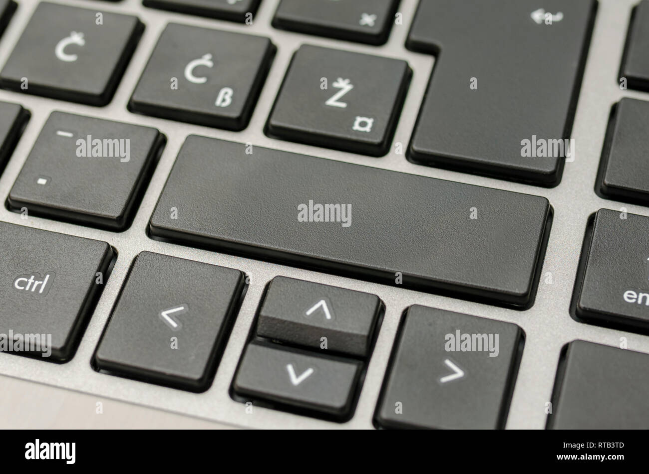 Empty black computer key on keyboard. Ready for your text Stock Photo ...