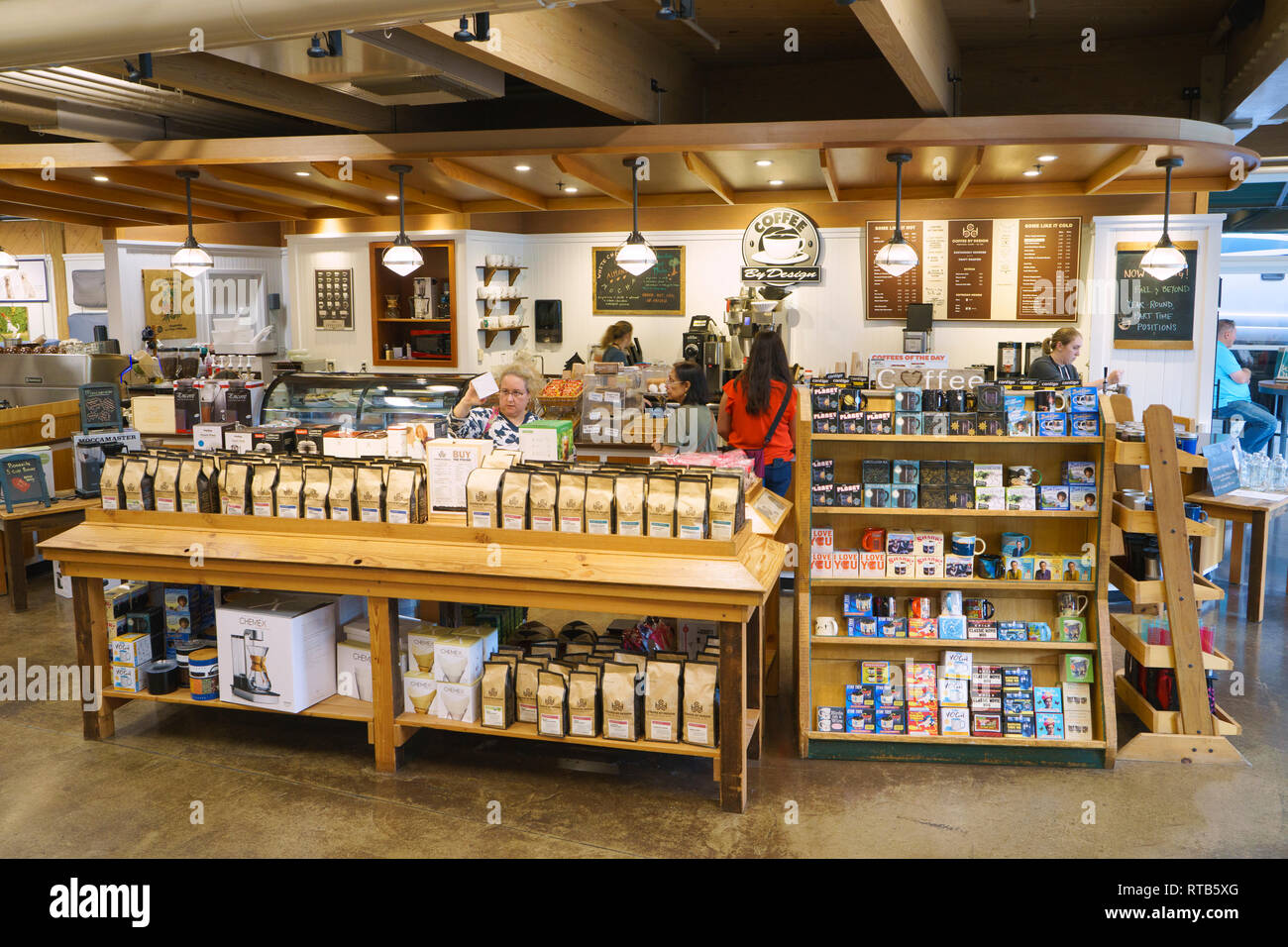 Coffee by Design shop inside L.L. Bean store in Freeport, Maine, USA. Stock Photo