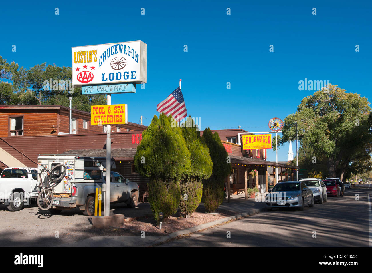 Austin's Chuckwagon Lodge, a motel in Torrey, Utah, USA. Stock Photo