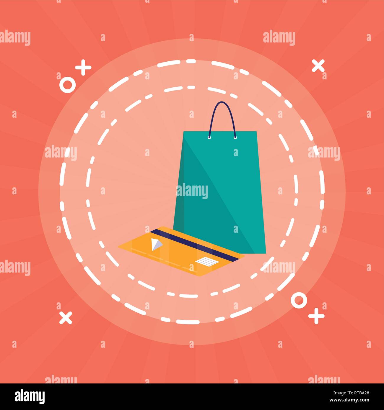 Shopping Bag With Credit Card Vector Illustration Design Stock Vector Shopping Bag With Credit Card Vector Illustration Design Stock Vector