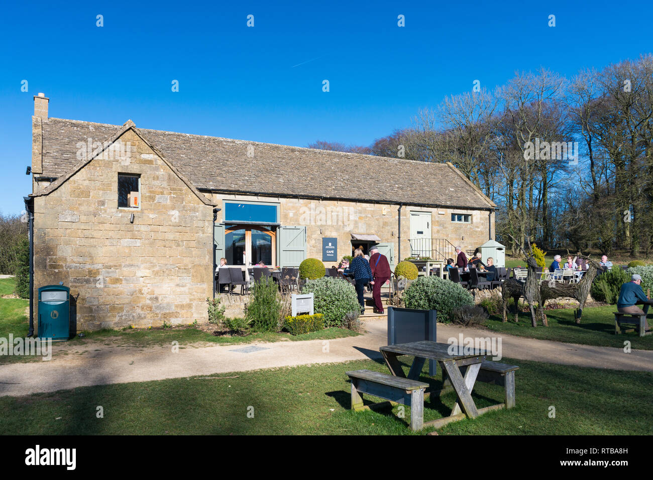 Morris and Brown cafe at Broadway Tower in Worcestershire which is a Capability Brown folly and is the highest tower in the cotswolds. Stock Photo