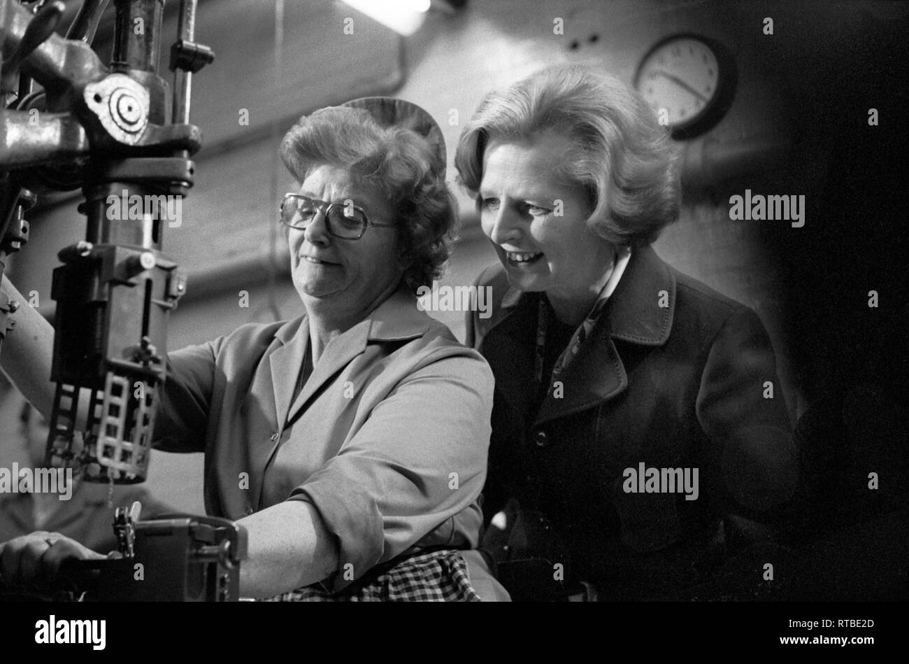 Mrs Margaret Thatcher 1979 General Election on the campaign trail. Factory visit in the West Midlands. 1970s UK HOMER SYKES Stock Photo