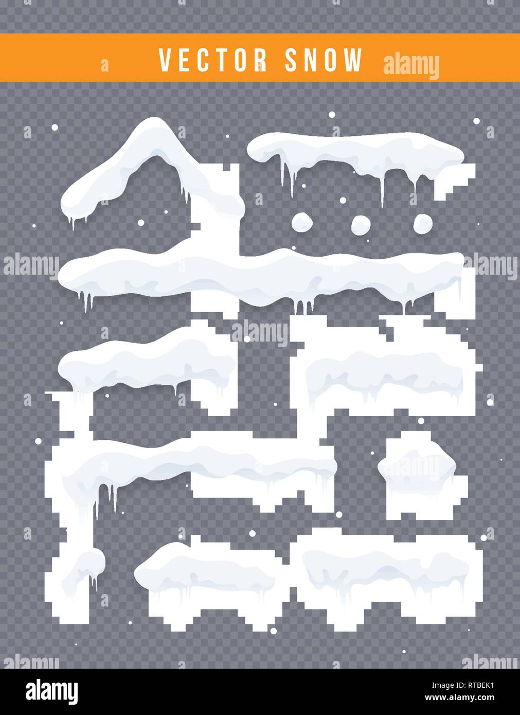 Snow caps, snowballs and snowdrifts set. Snow cap vector collection ...