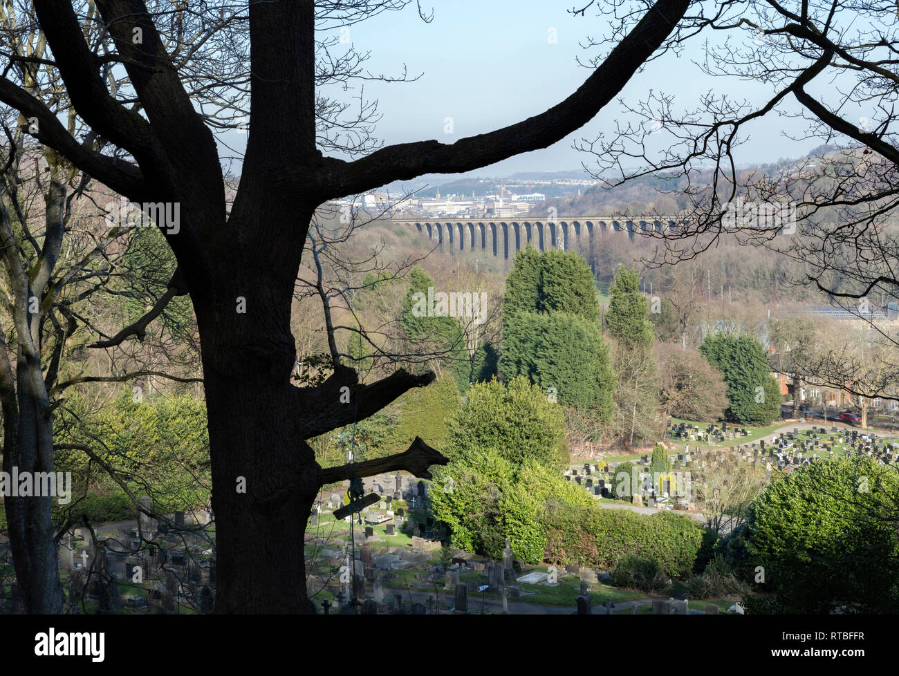 View of Lockwood Viaduct from Beaumont Park, Huddersfield Stock Photo