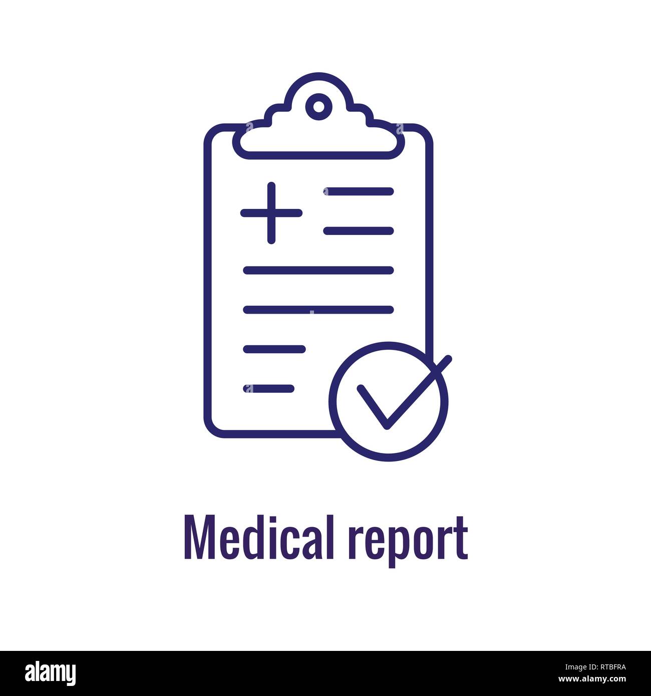 Medical Report outline / line flat vector icon mobile application or