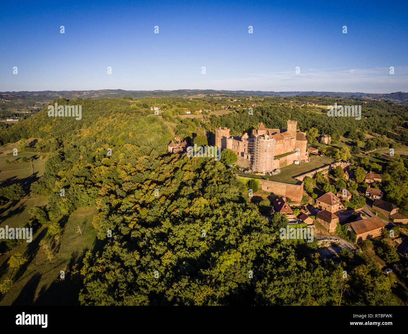 Drone view of Castelnau castle in Dordogne valley in France Stock Photo