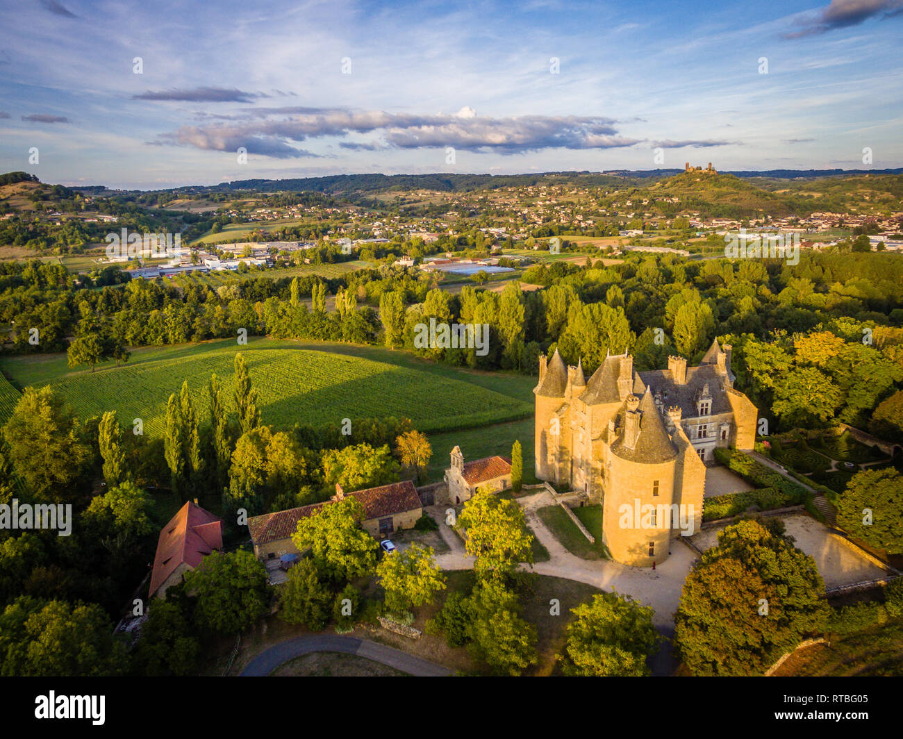 Montal castle in Dordogne valley in France Stock Photo
