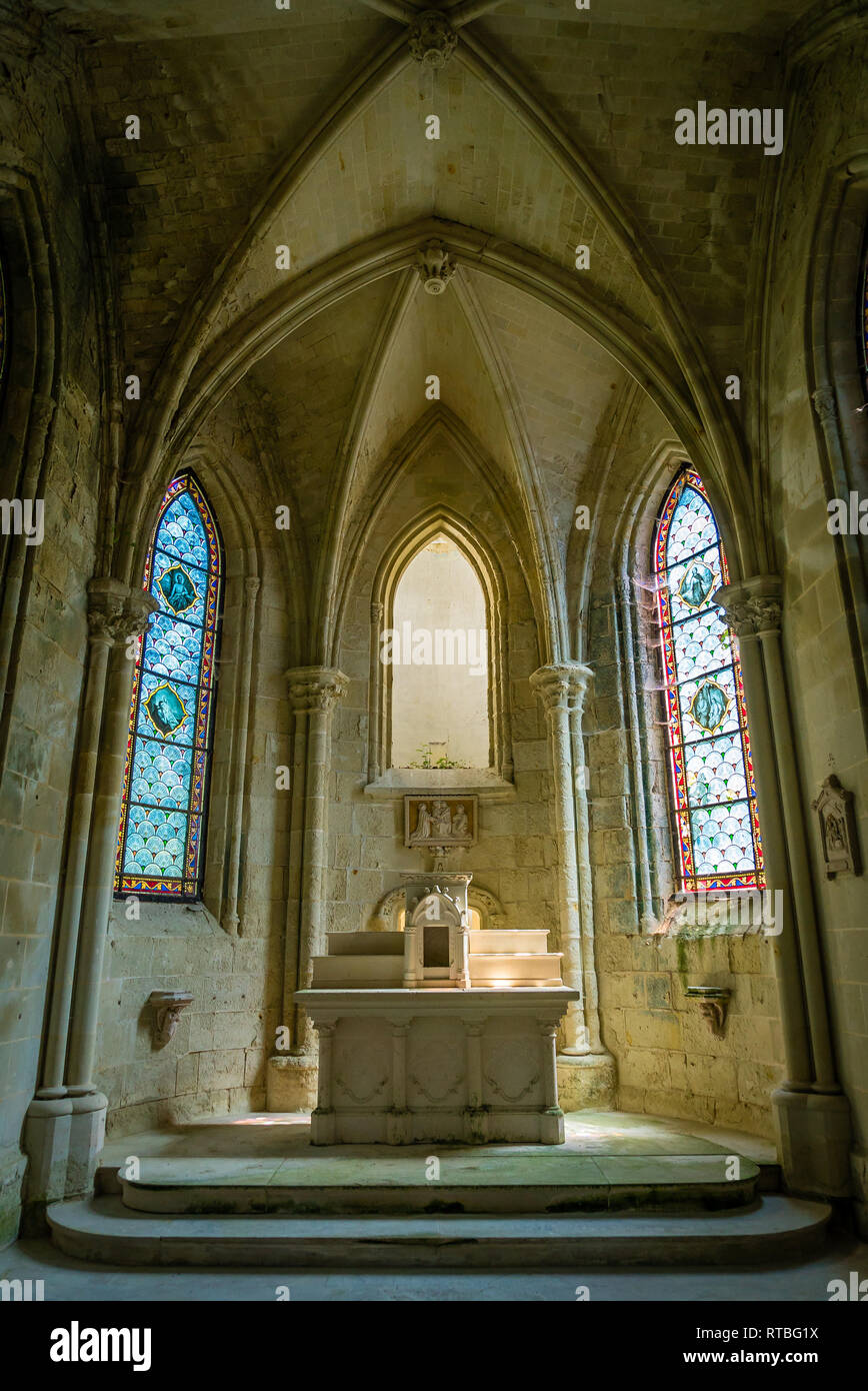 Old Chapel of the Mothe-Chandeniers castle in France Stock Photo