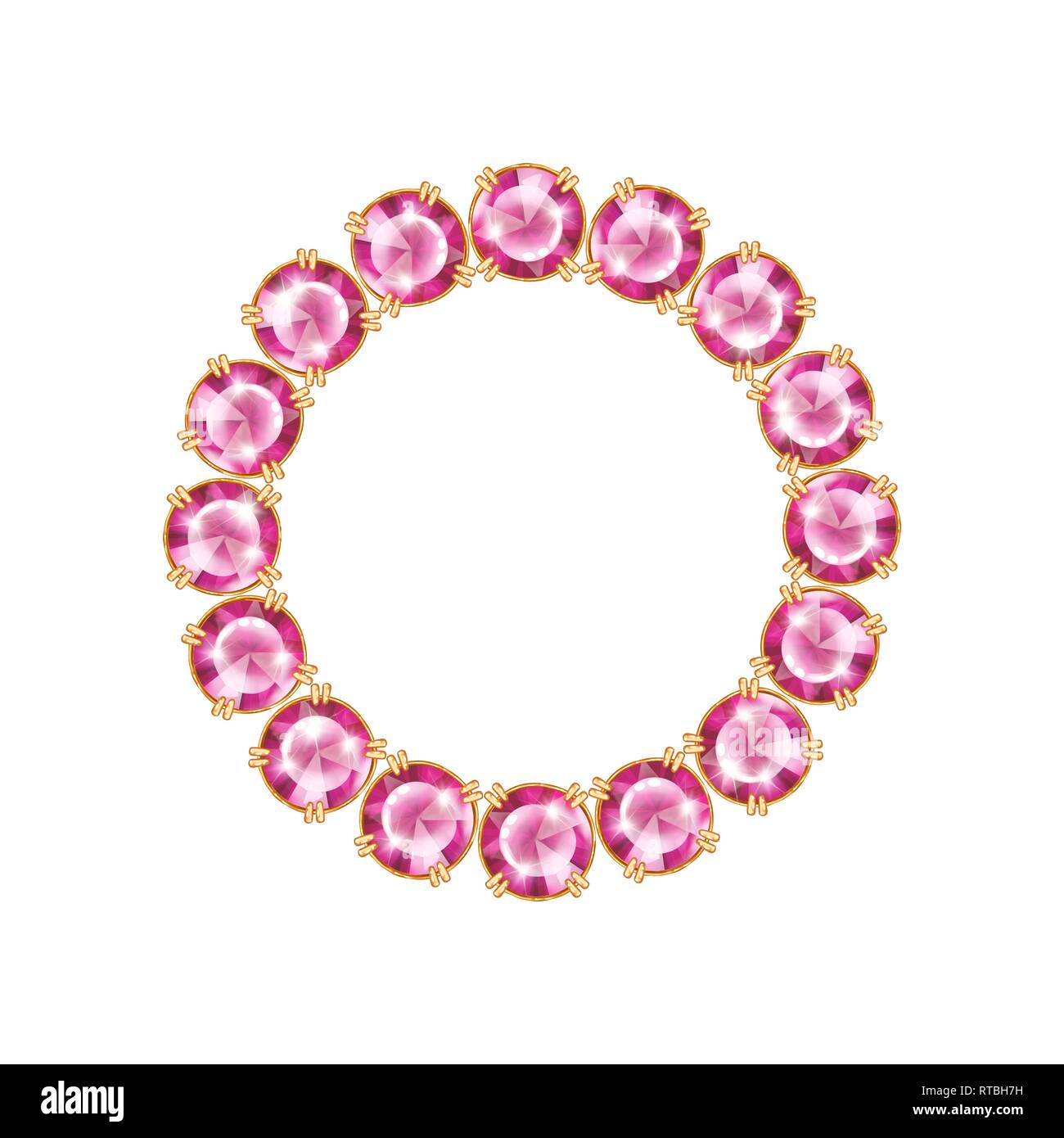 Round frame from realistic gems and jewels Stock Photo Alamy