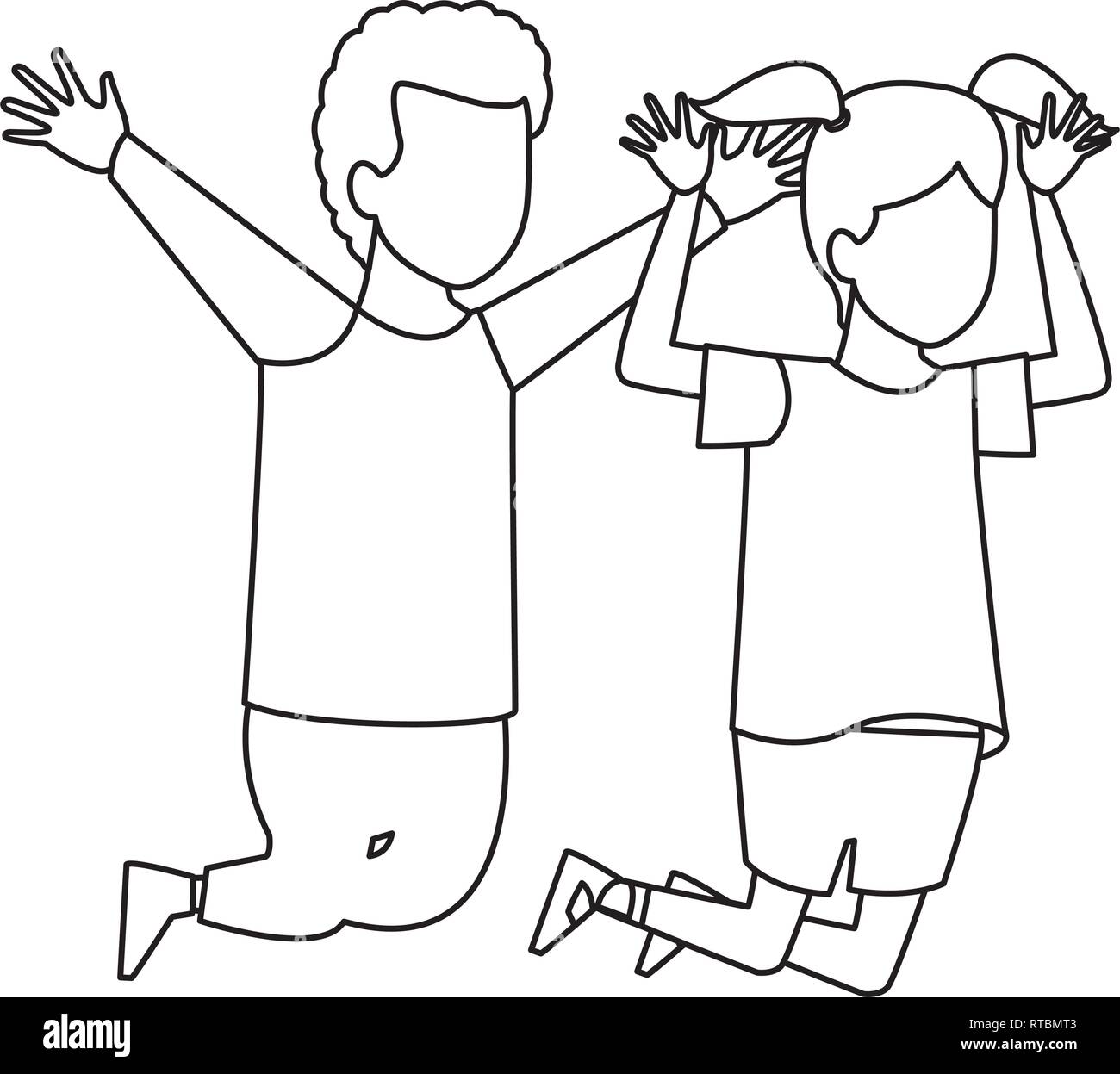 Kids playing cartoons black and white Stock Vector Image & Art - Alamy
