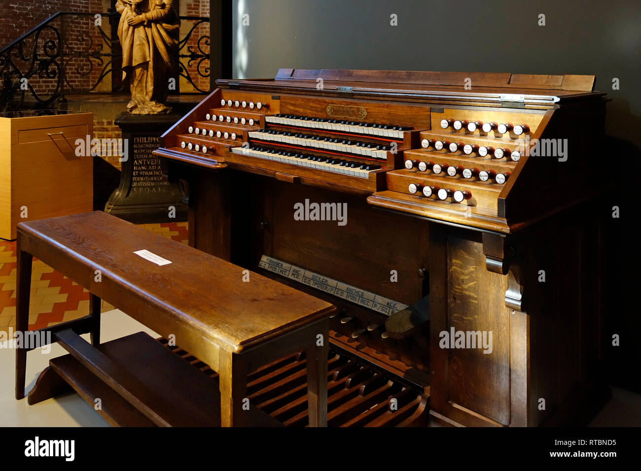 19th century Cavaillé-Coll organ in the Vleeshuis / Butcher's Hall / Meat House, museum about musical instruments in Antwerp, Belgium Stock Photo
