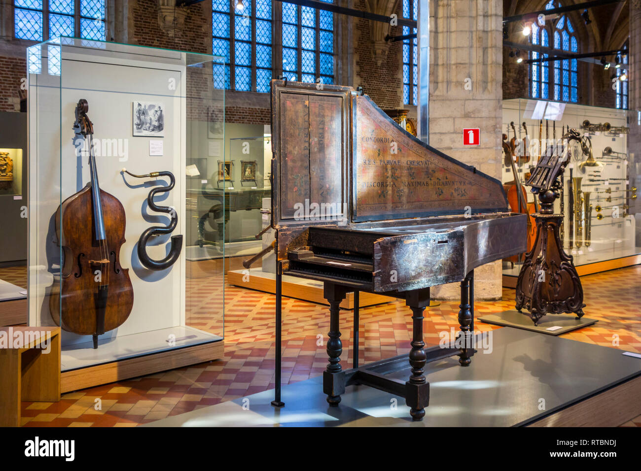 17th century harpsichord by Andreas Ruckers in the Vleeshuis / Butcher's Hall / Meat House, museum about musical instruments in Antwerp, Belgium Stock Photo