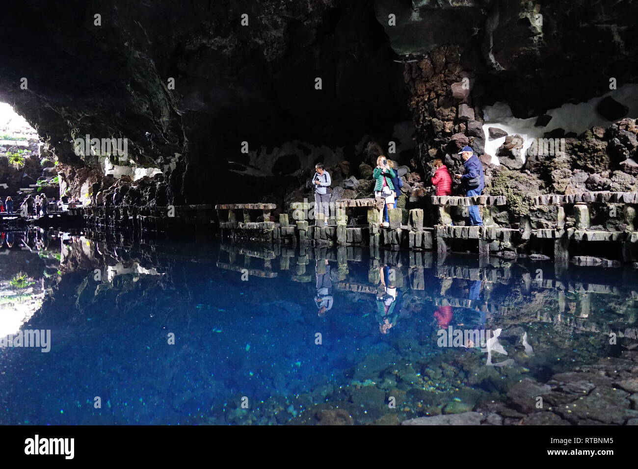 Jameos del Agua, im Lavafeld des Monte Corona, geschaffen von César Manrique, Lanzarote, Kanarische Inseln, Spanien Stock Photo