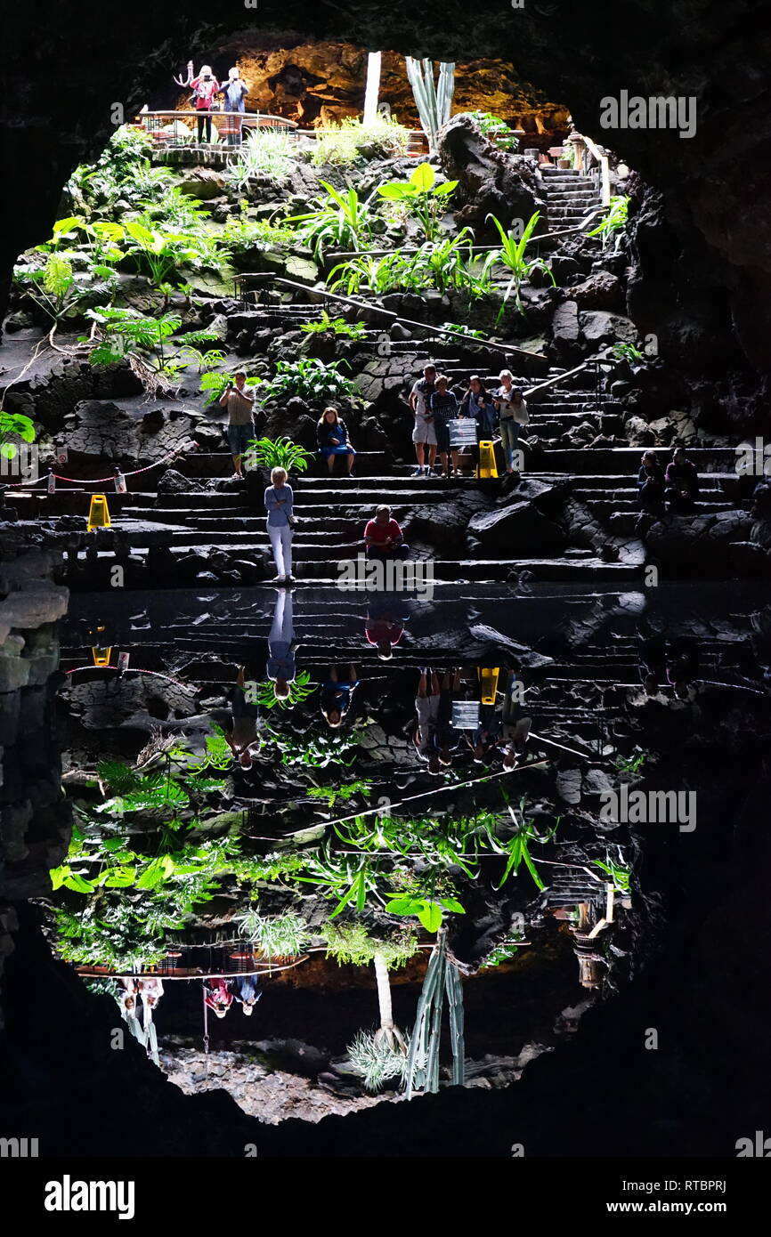 Jameos del Agua, im Lavafeld des Monte Corona, geschaffen von César Manrique, Lanzarote, Kanarische Inseln, Spanien Stock Photo