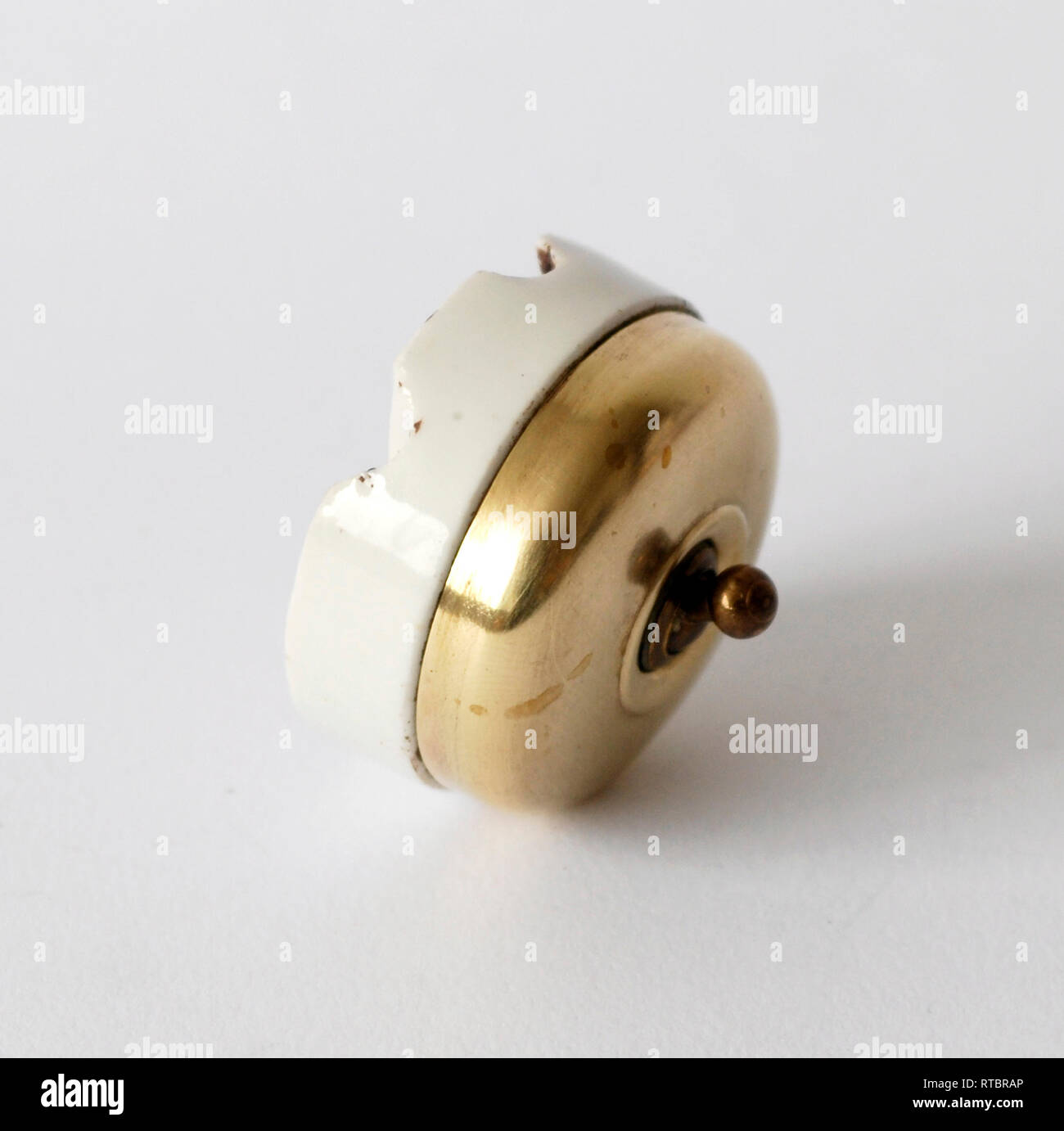 Vintage porcelain and brass switch Stock Photo