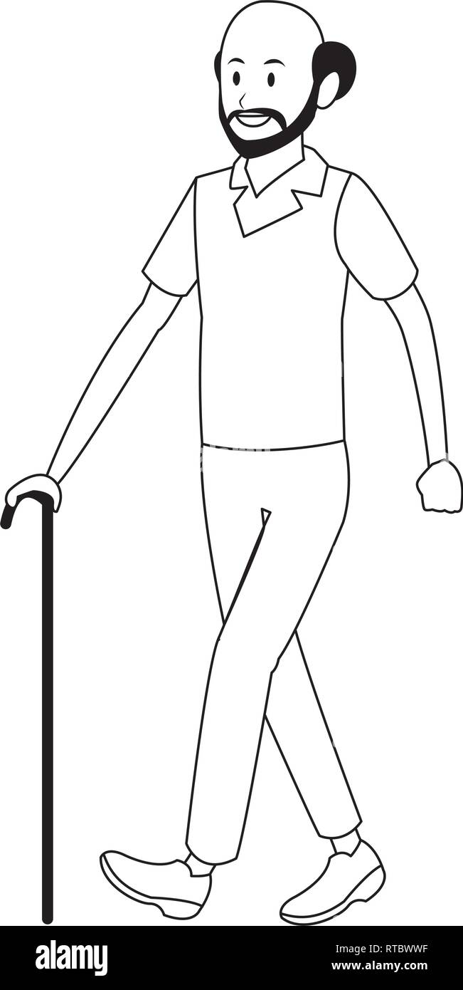 old man with cane Stock Vector Image & Art - Alamy