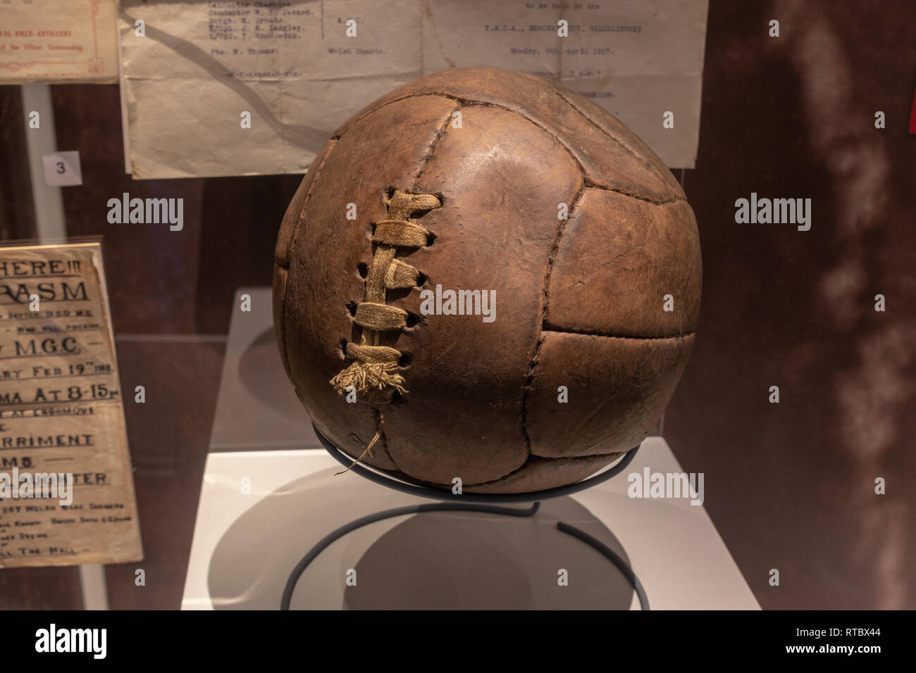 Old leather football from the war hires stock photography and images