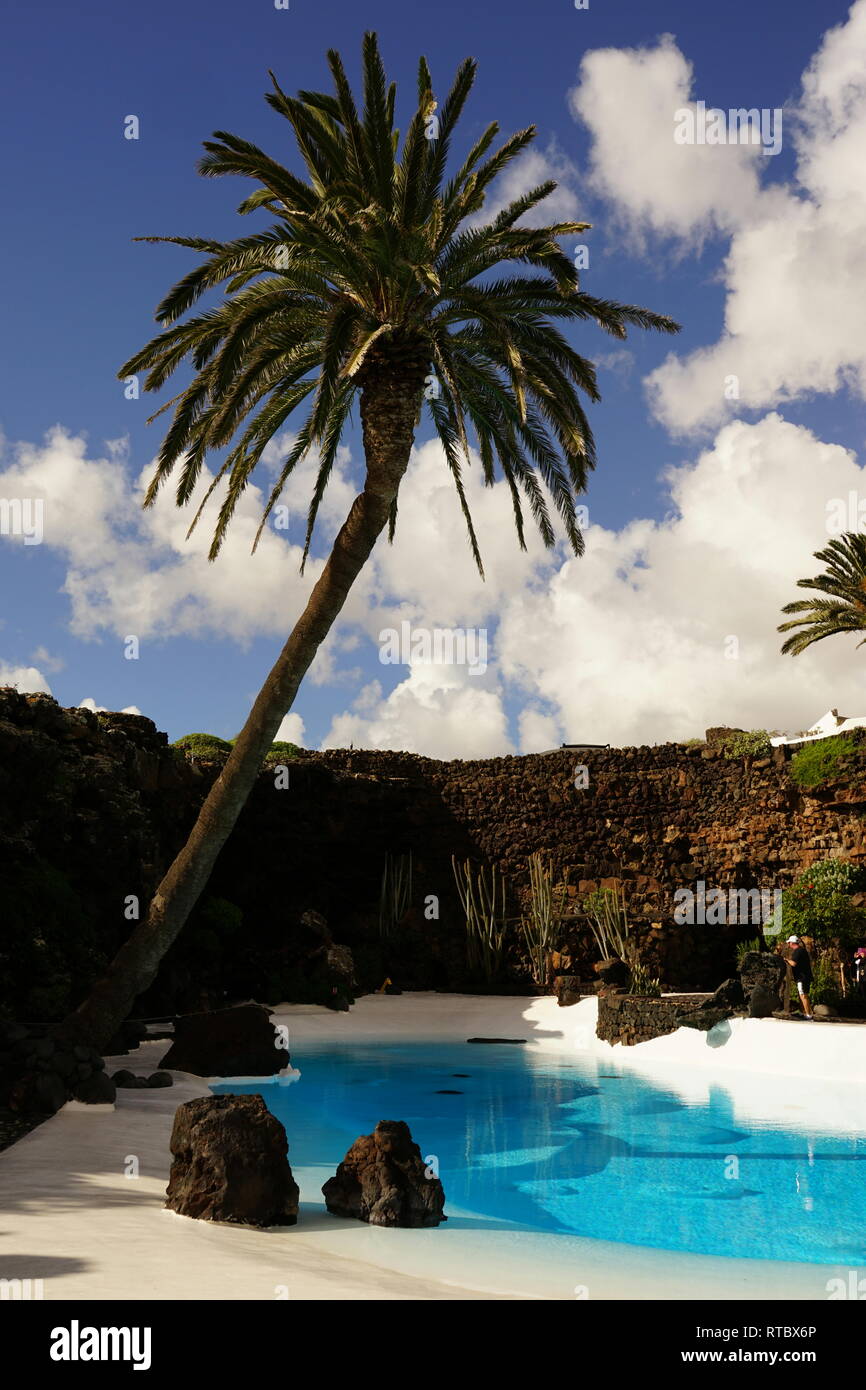 Jameos del Agua, im Lavafeld des Monte Corona, geschaffen von César Manrique, Lanzarote, Kanarische Inseln, Spanien Stock Photo