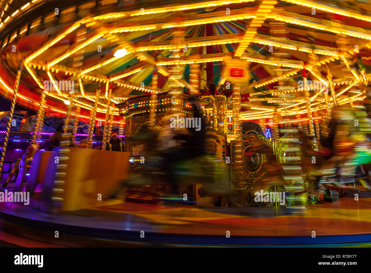 Lincoln Fair Merrygoround at the Christmas market Stock Photo Alamy