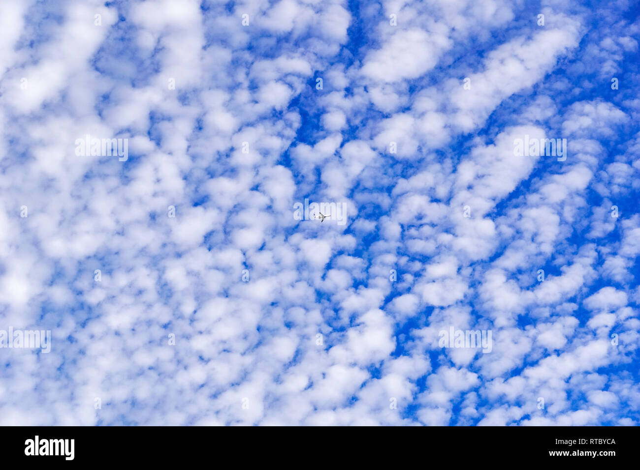 Small airplane flying on a cloudy sky background Stock Photo - Alamy