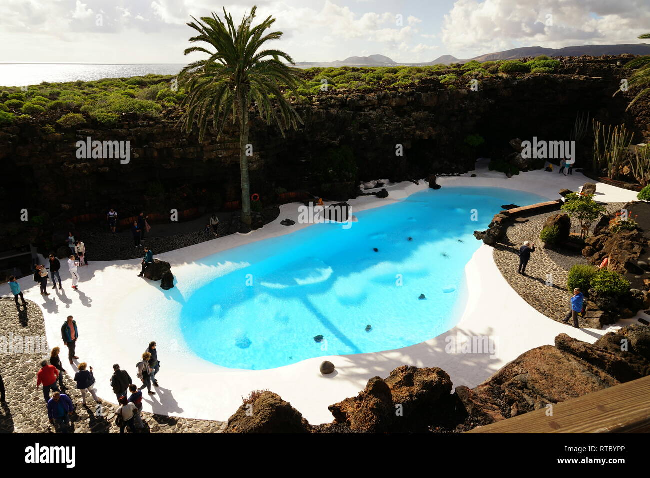 Jameos del Agua, im Lavafeld des Monte Corona, geschaffen von César Manrique, Lanzarote, Kanarische Inseln, Spanien Stock Photo