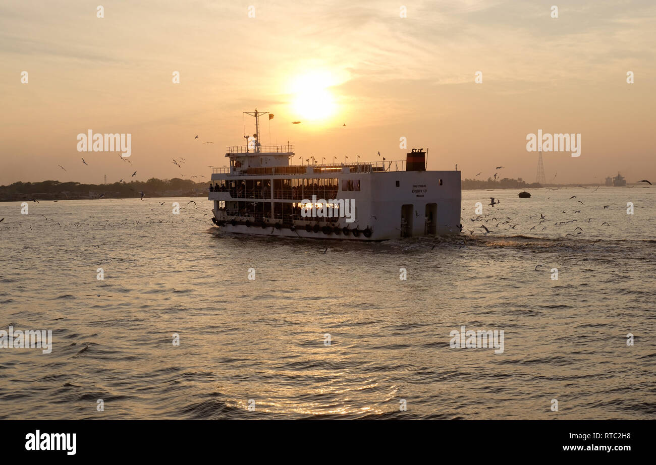Dala ferry in Yangon, Myanmar Stock Photo