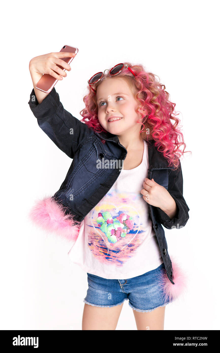 Colored Wavy Hais Ombre Little Modern Hipster Girl In Fashion
