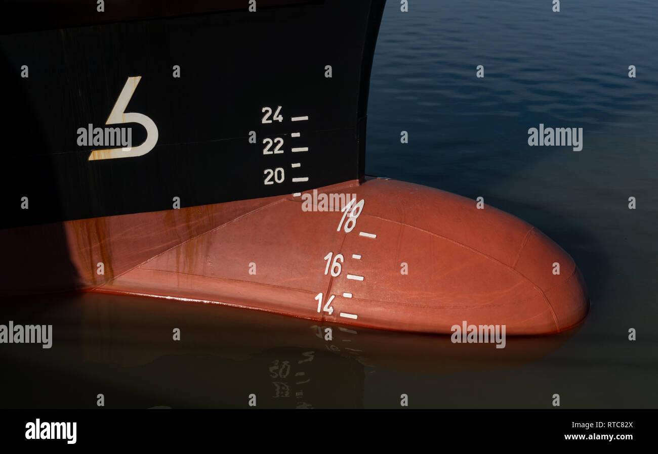 Bulb on bow of ship Stock Photo Alamy