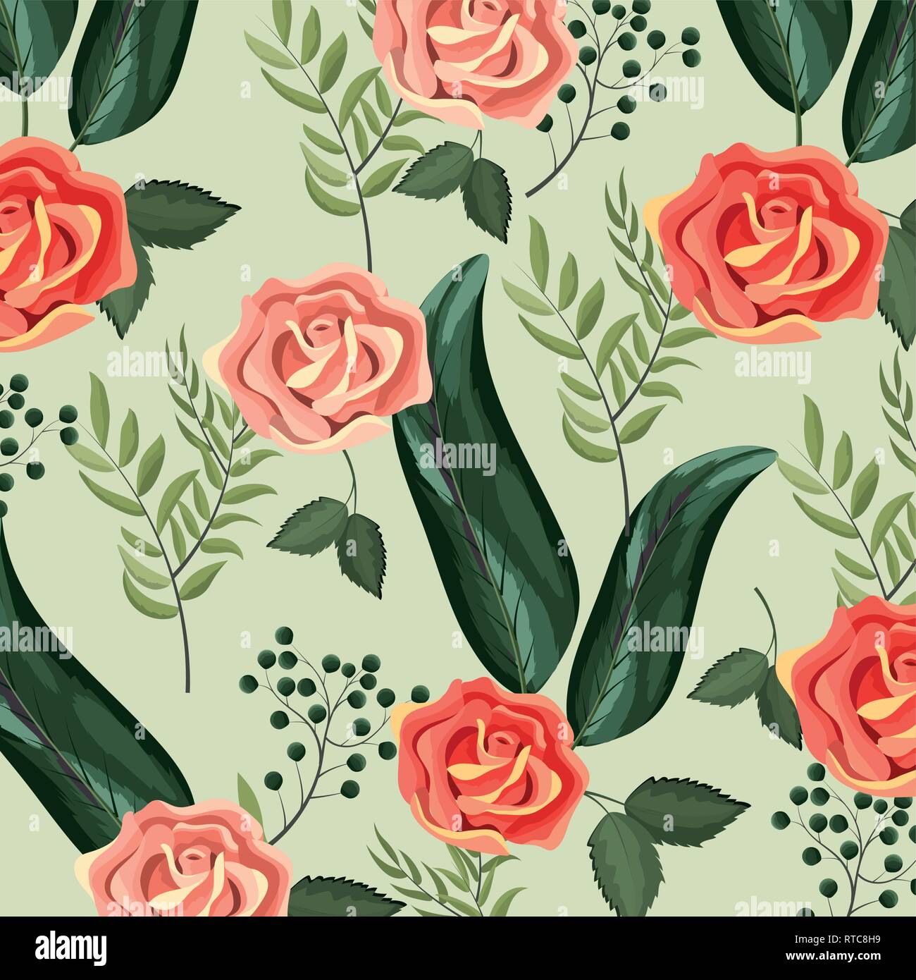 Tropical roses branches leaves hi-res stock photography and images - Alamy