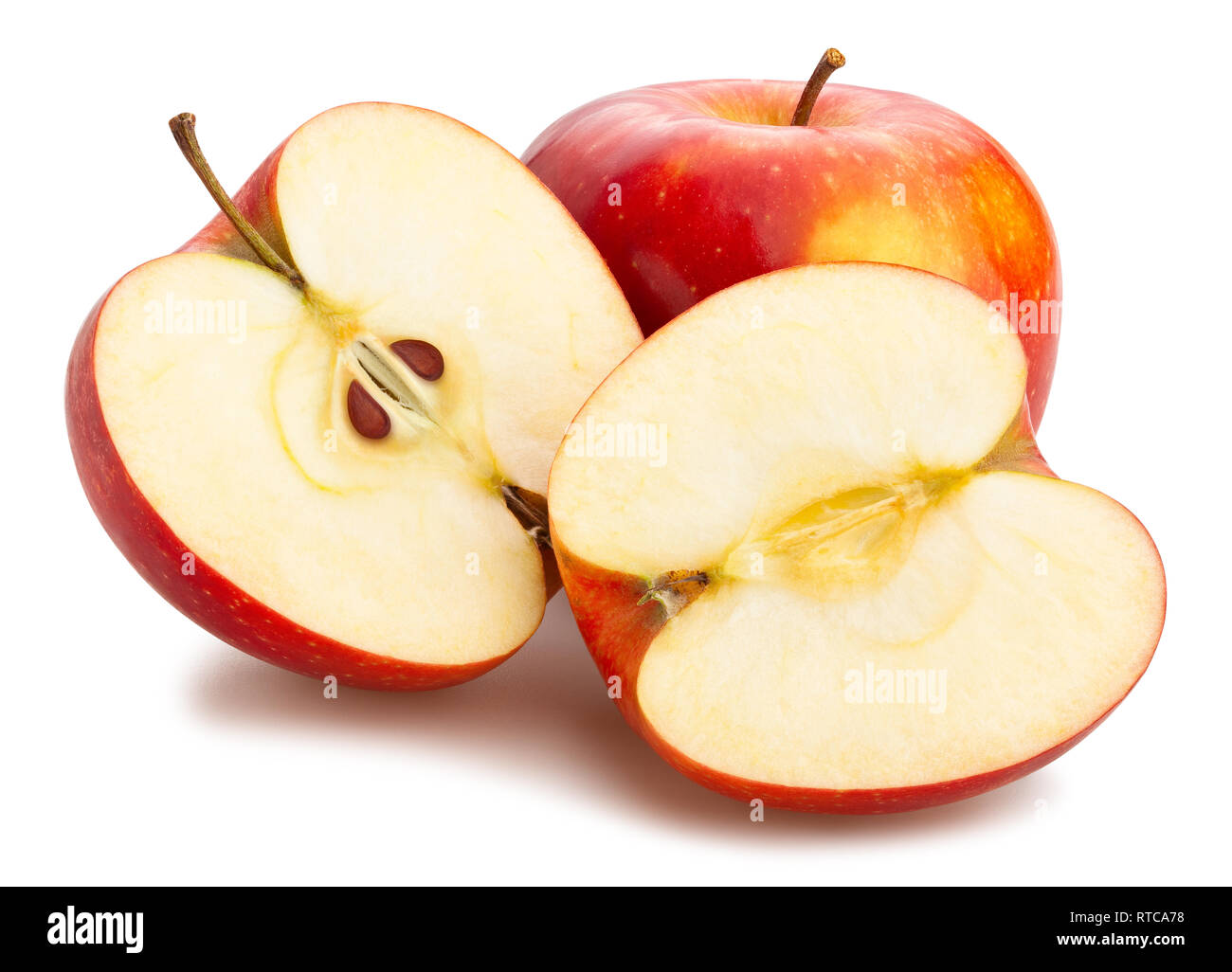 sliced apples path isolated Stock Photo