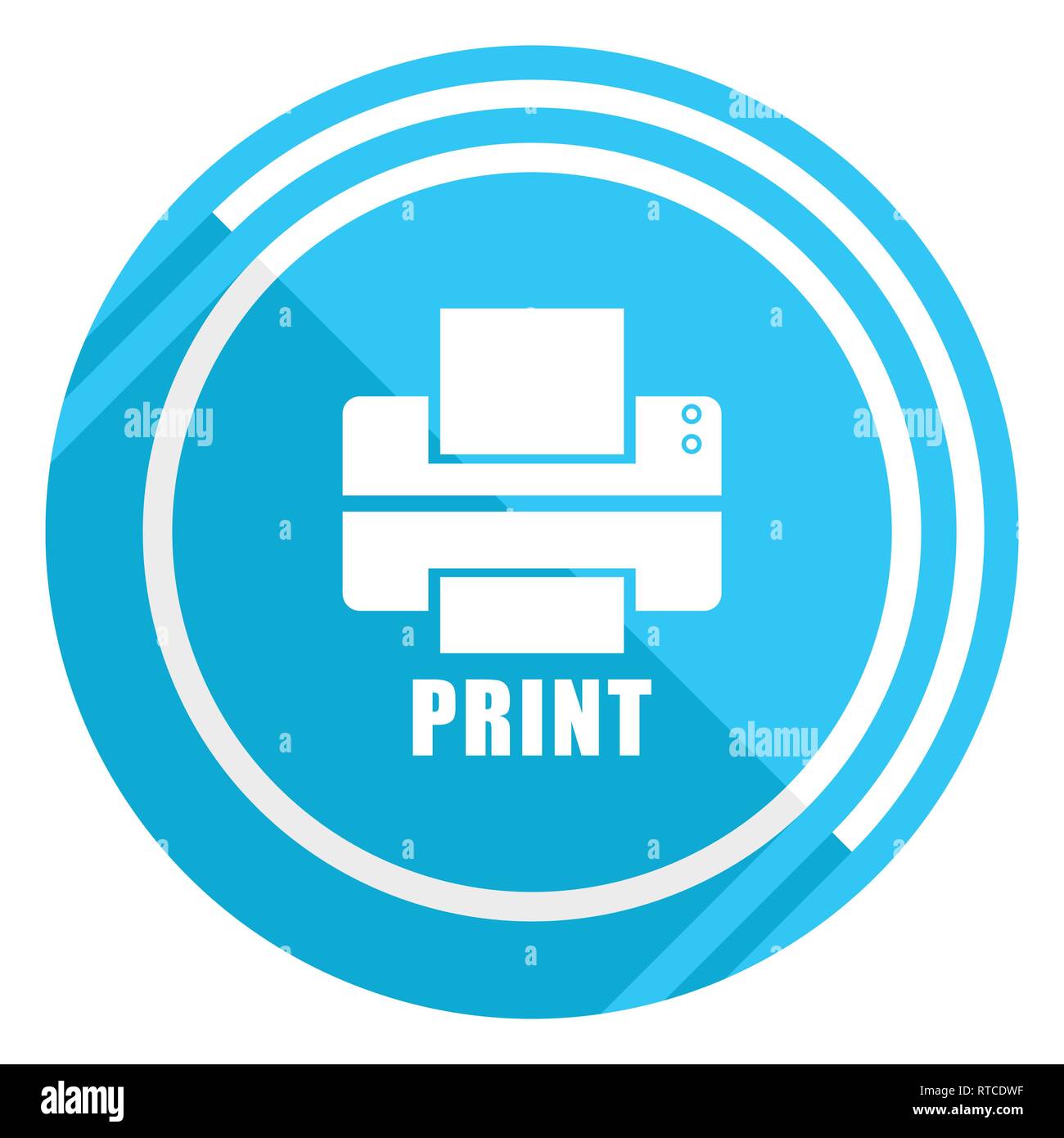 Printer flat design blue web icon, easy to edit vector illustration for ...
