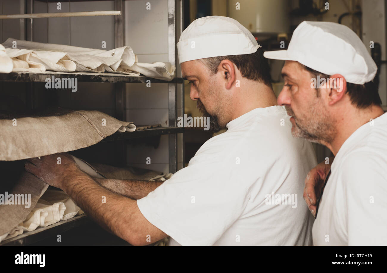 Daily production of bread baked with wood oven with traditional method ...