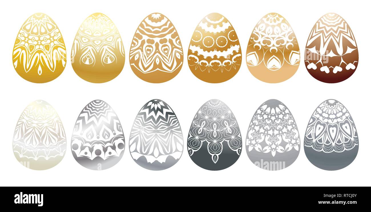 Set of different colored easter eggs. Vector illustration Stock Vector