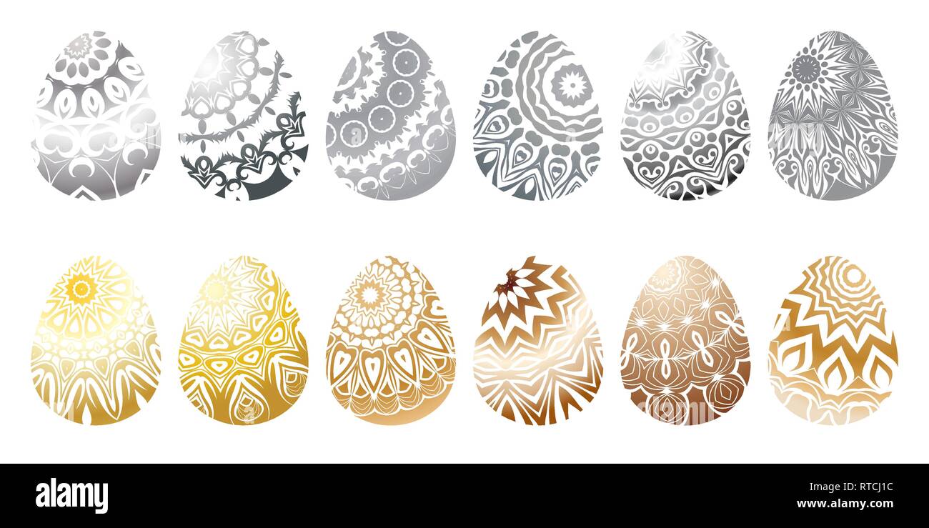 Set of different colored easter eggs. Vector illustration Stock Vector