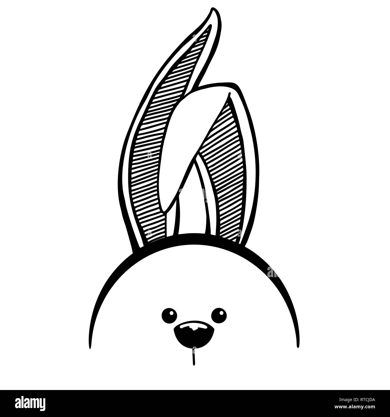 Sketch rabbit ears with a muzzle. Easter bunny. Vector Stock Vector ...