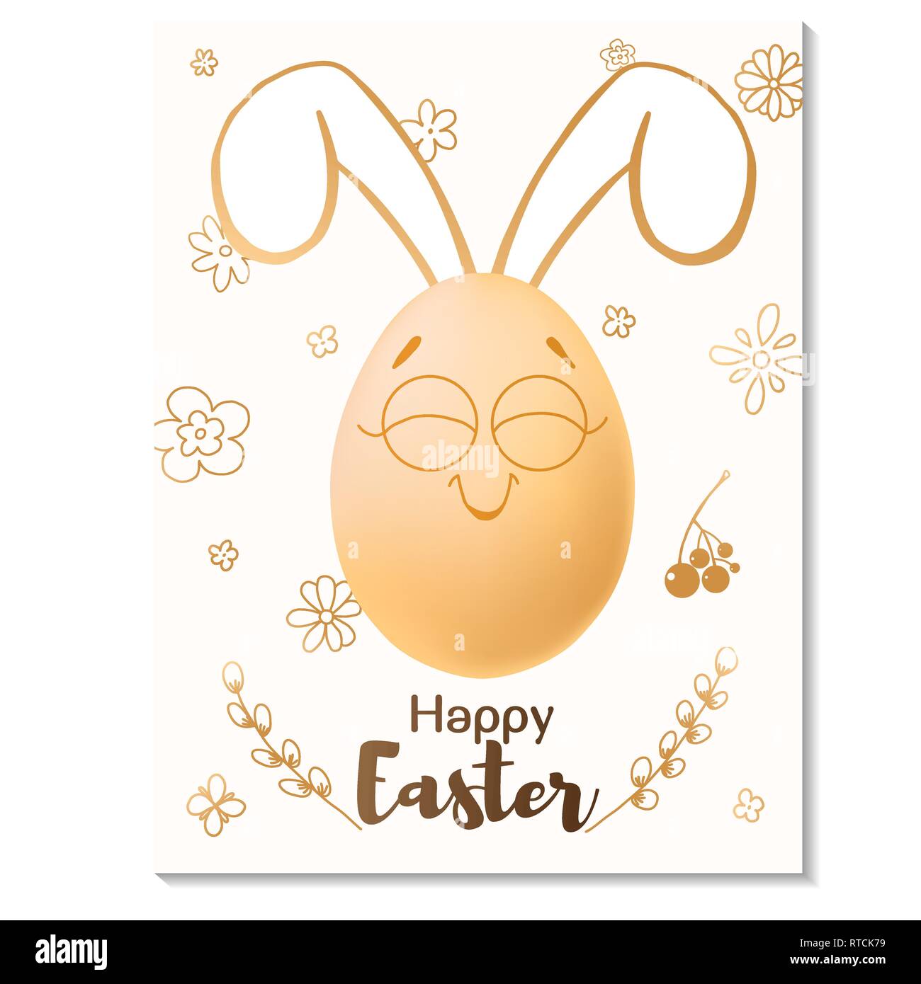 Easter card design. Realistic eggs with painted elements. Happy easter. Vector illustration Stock Vector