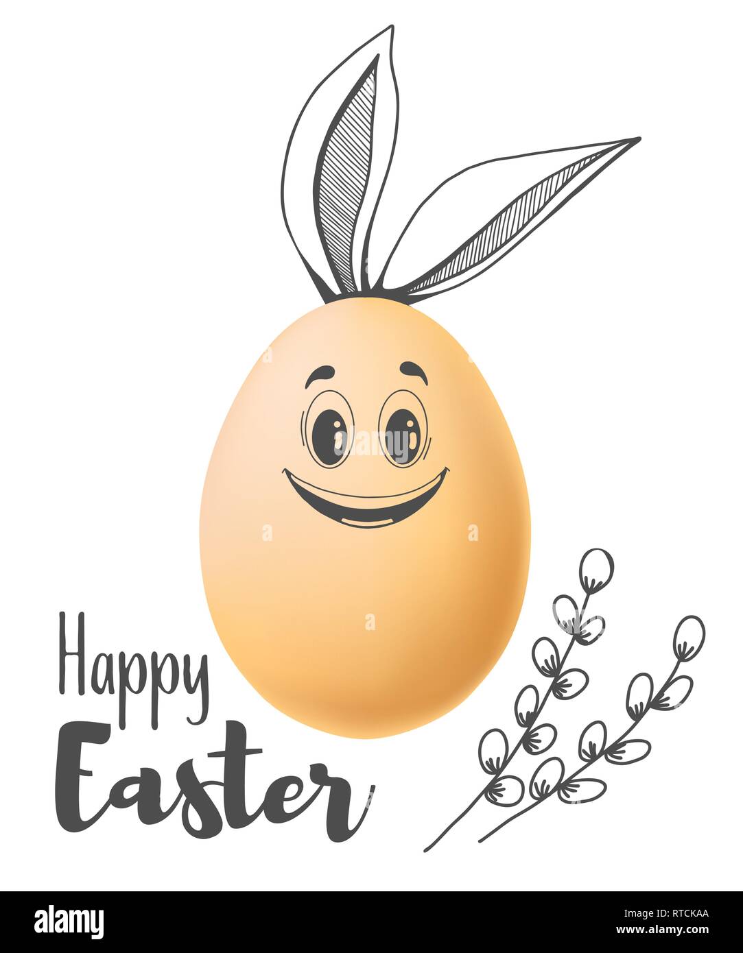 Realistic eggs with painted elements. Happy easter. Vector illustration Stock Vector
