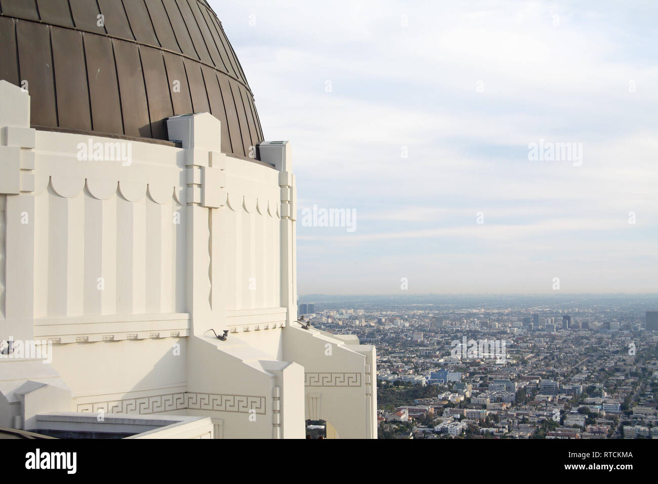 Griffith Observatory dome and view over Los Angeles, California, USA Stock Photo