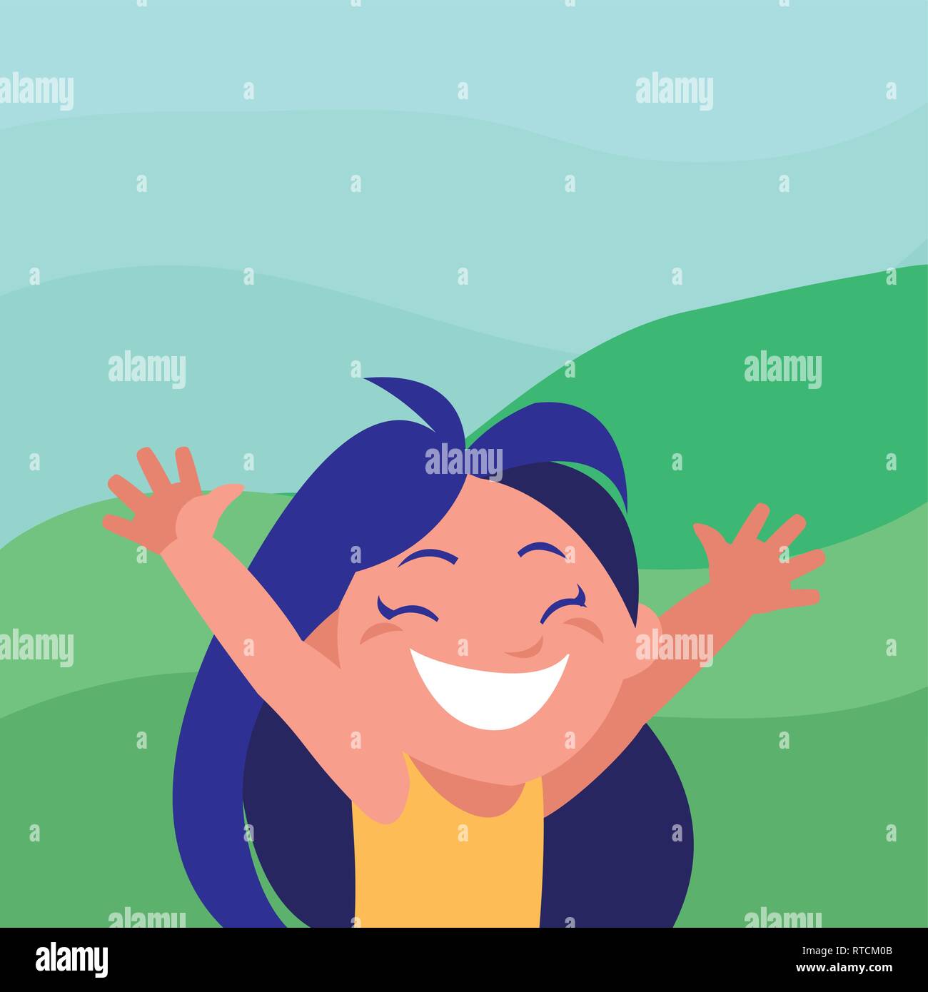 happy little girl in the camp vector illustration design Stock Vector ...