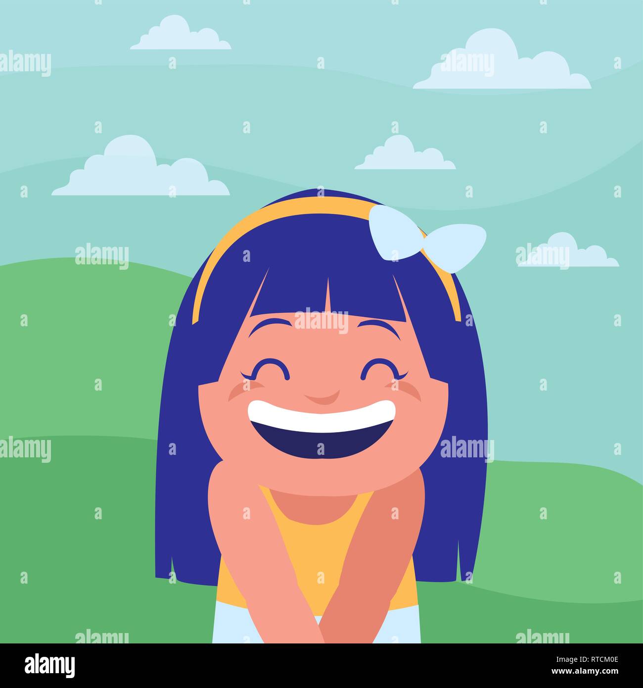 happy little girl in the camp vector illustration design Stock Vector ...
