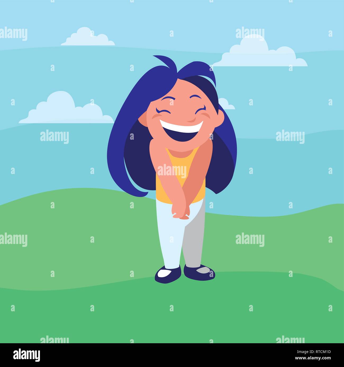 happy little girl in the camp vector illustration design Stock Vector ...