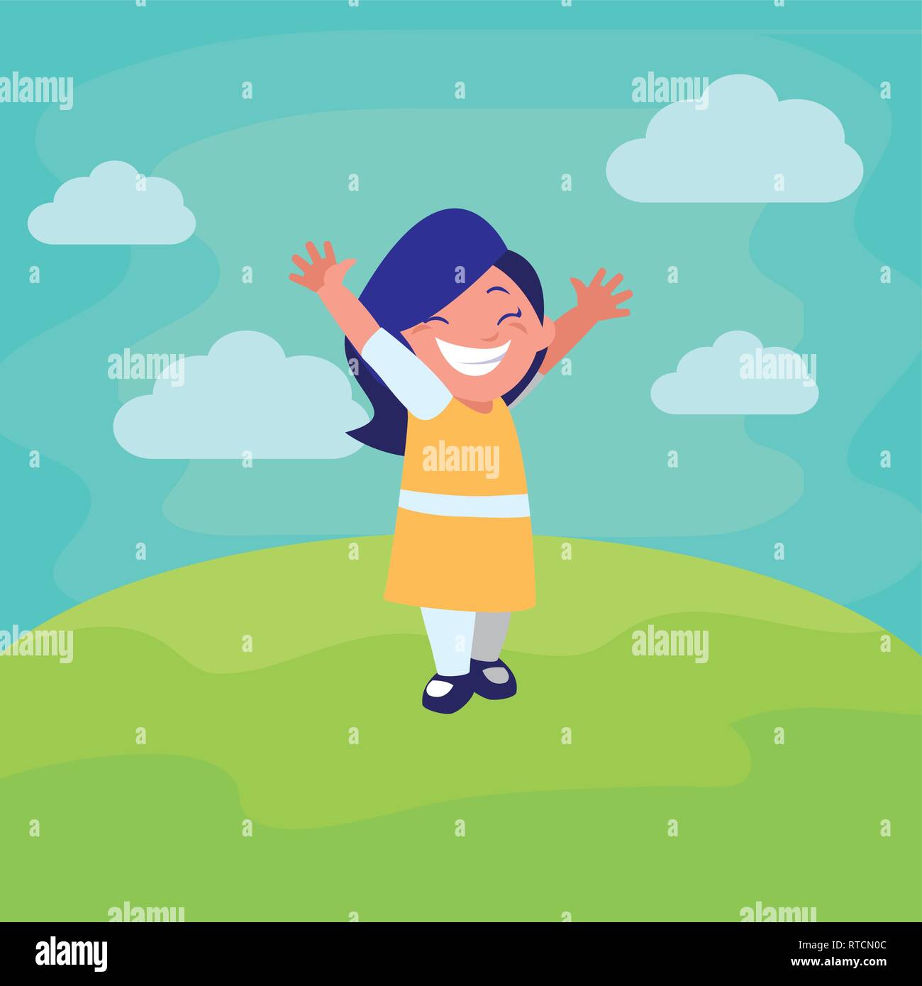 happy little girl in the camp vector illustration design Stock Vector ...