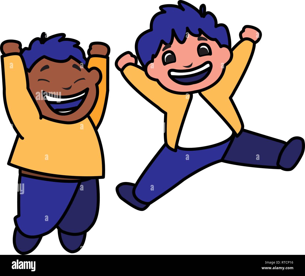 happy interracial boys celebrating vector illustration design Stock ...