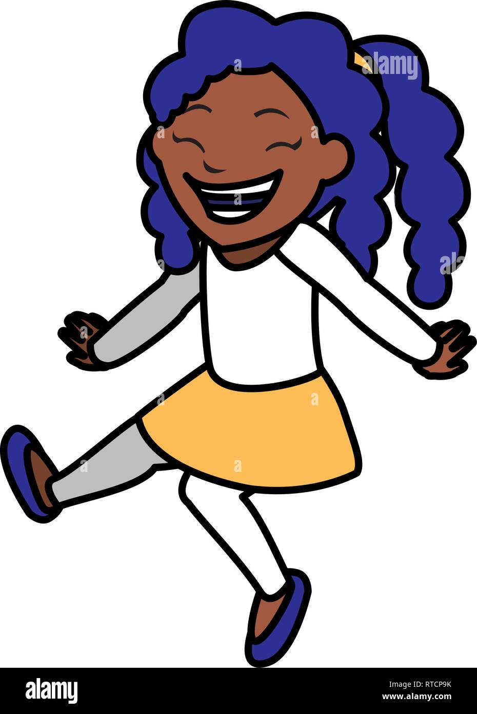 happy black girl character vector illustration design Stock Vector ...