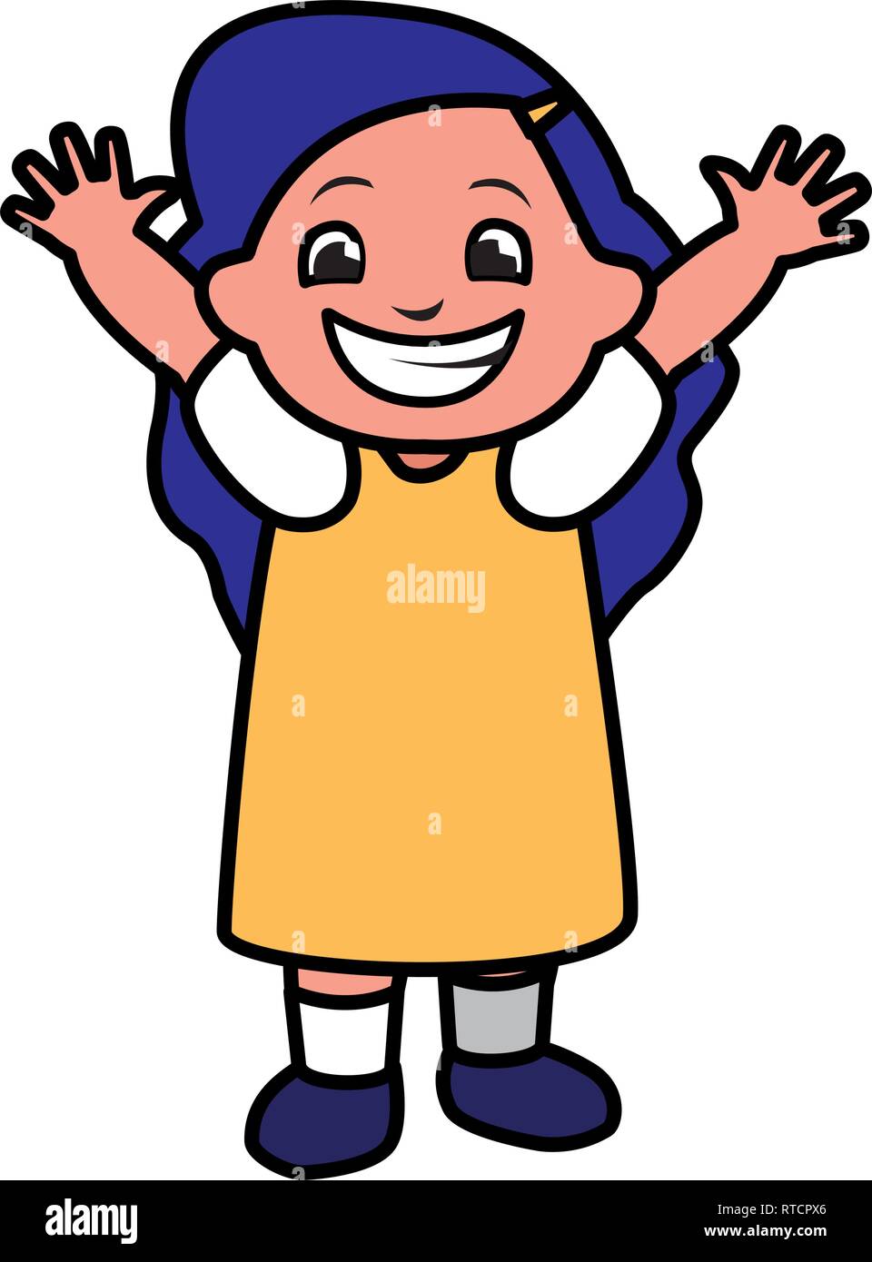 happy little girl character vector illustration design Stock Vector ...