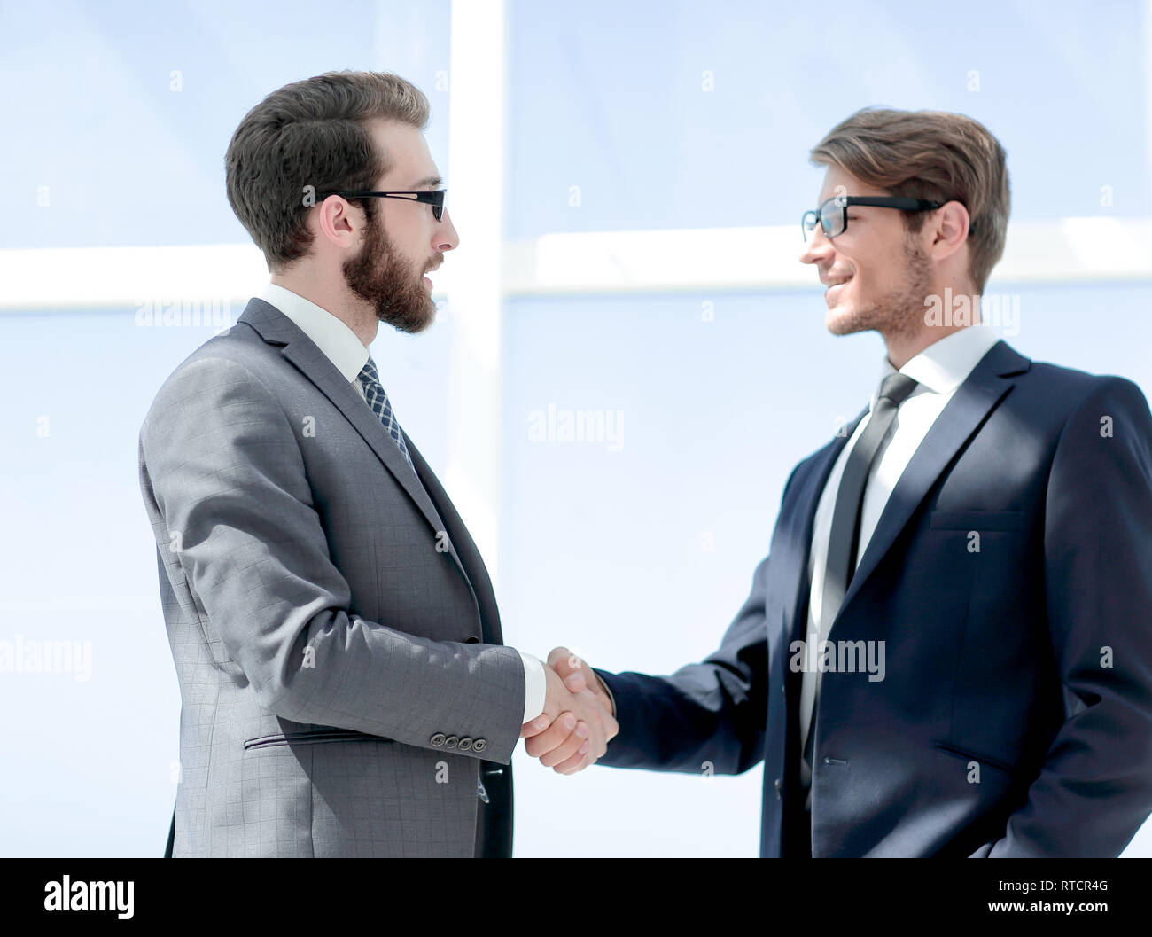 two business people shaking hands Stock Photo