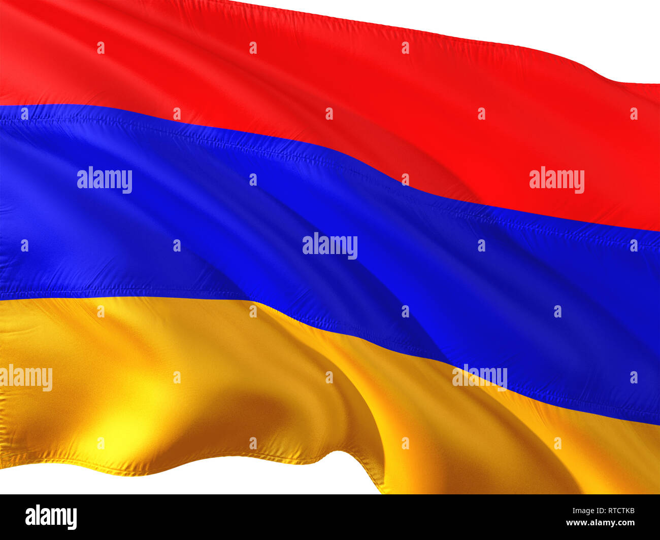 Flag of Armenia waving in the wind, isolated white background. 3D ...